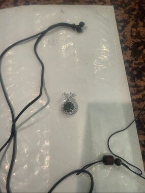 Jade Stone Pendant Necklace with Black Cord